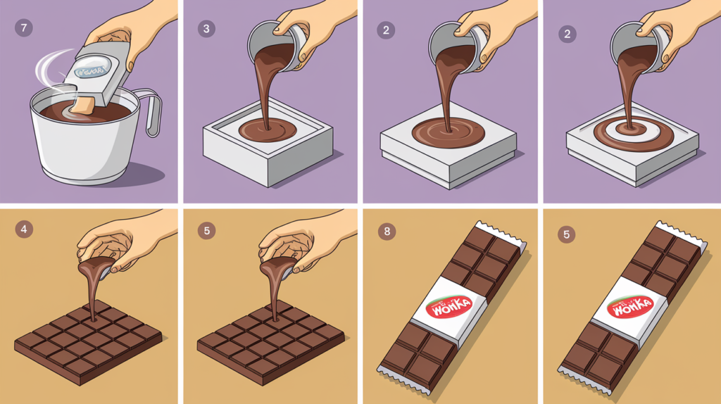 Wonka chocolate bars with whimsical designs and decorations
